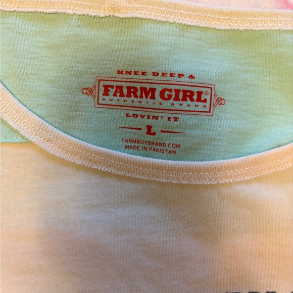 Farm Girl Likes to Play in Hayloft-NWT-Teal/White-Size Large-Crochet inserts - Picture 12 of 12